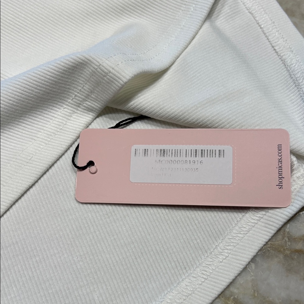NEW MICAS White Racerback Ribbed Tank Top, Size L - Picture 4 of 5